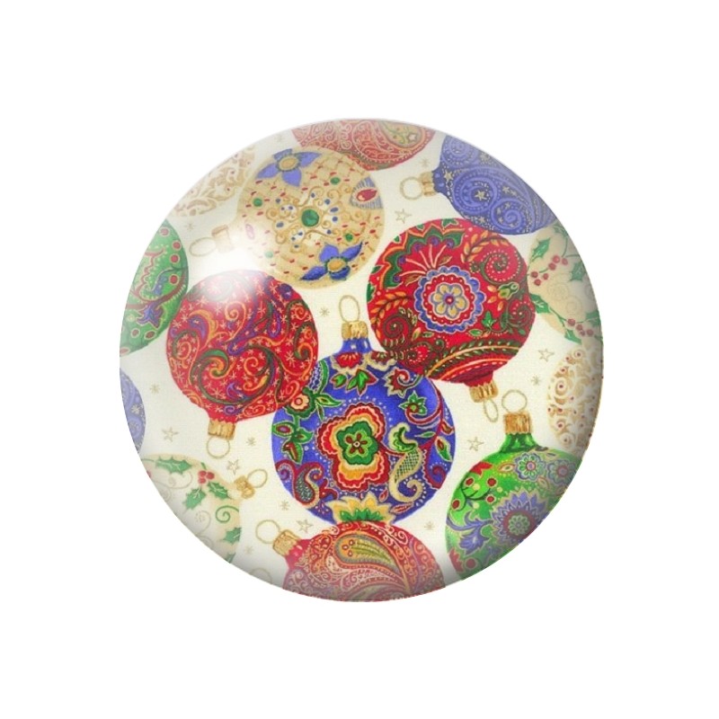 Cabochon en Verre Illustré Boules de Noël 12 à 25mm