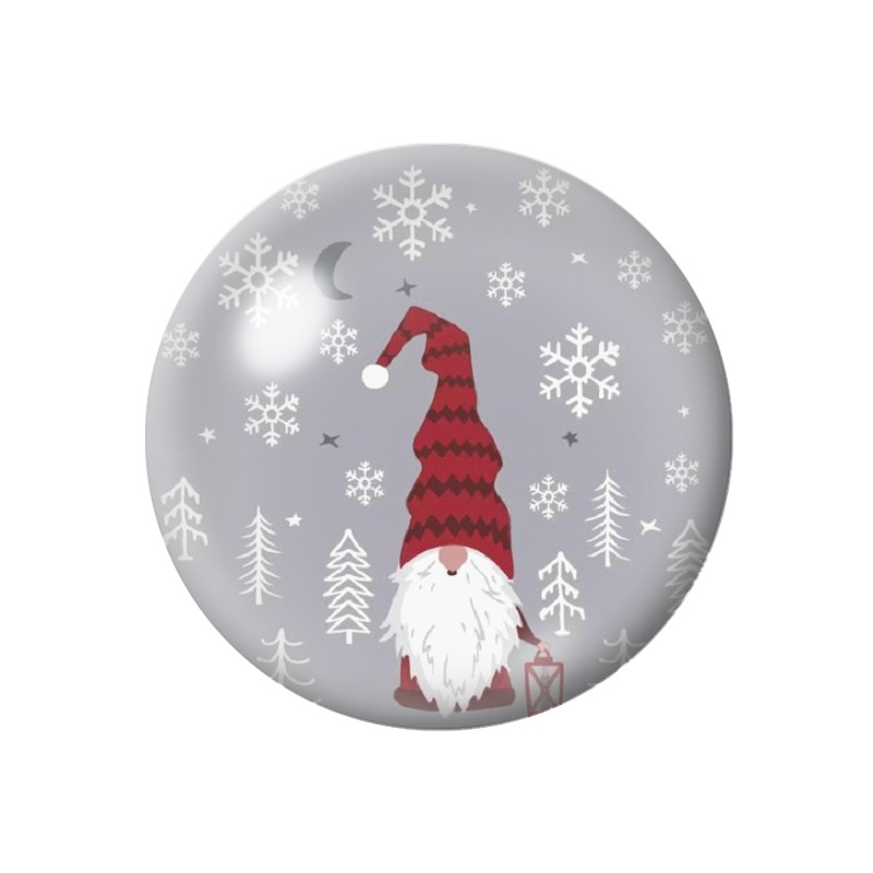Cabochon en Verre Illustré Gnome de Noël 12 à 25mm