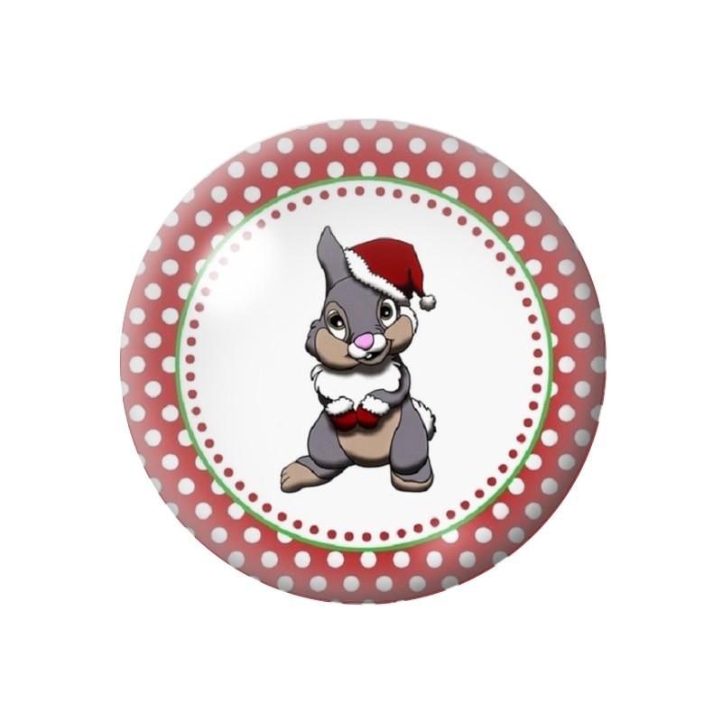 Cabochon en Verre Illustré Lapin Noël 12 à 25mm
