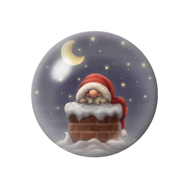 Cabochon en Verre Illustré Gnome Père-Noël 12 à 25mm