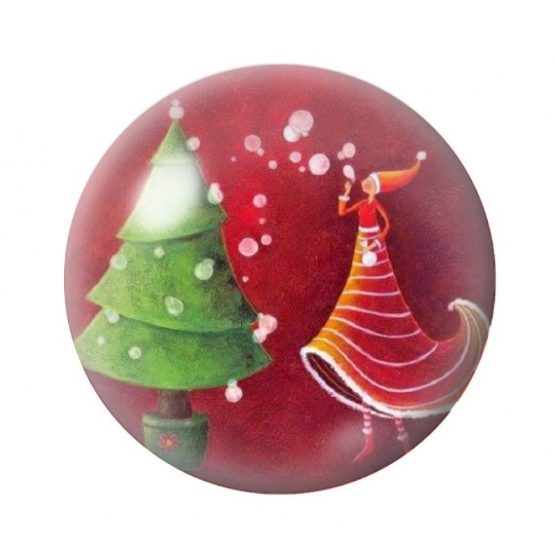 Cabochon en Verre Illustré Lutin Sapin Noël 12 à 25mm
