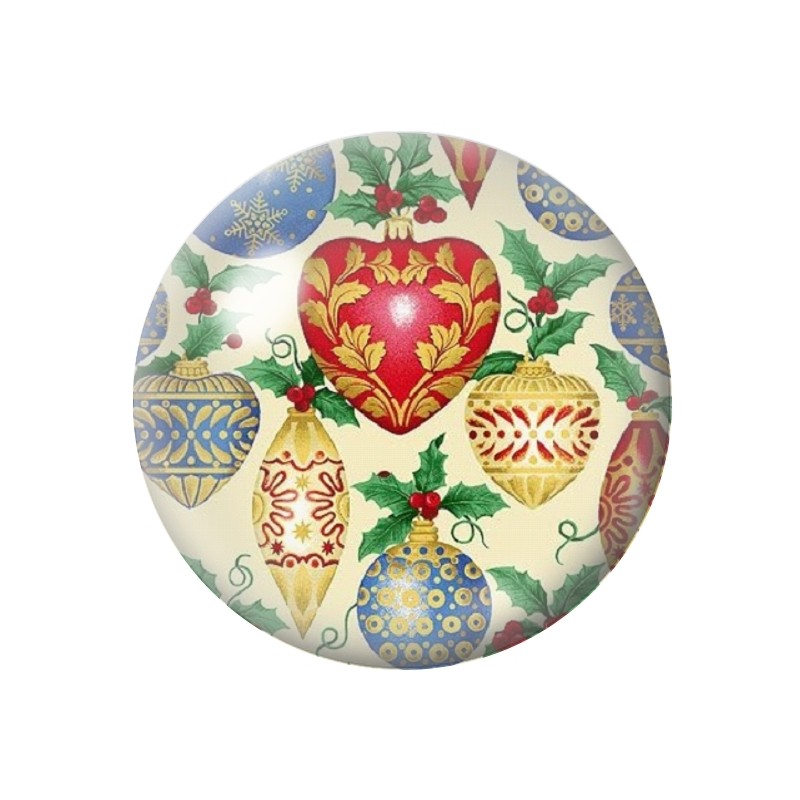 Cabochon en Verre Illustré Boules de Noël 12 à 25mm
