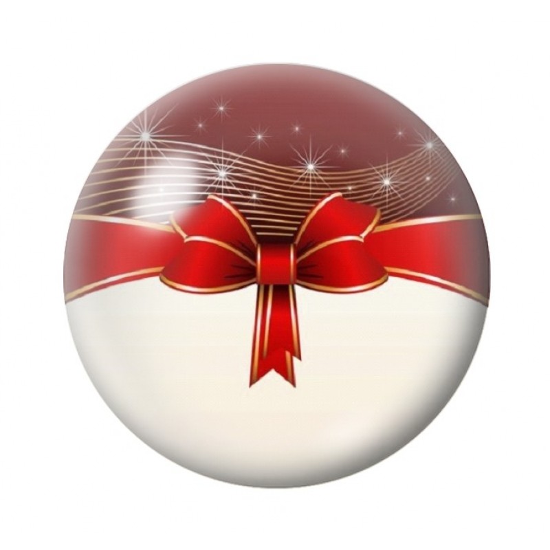 Cabochon en Verre Illustré Noeud Cadeau Noël 12 à 25mm