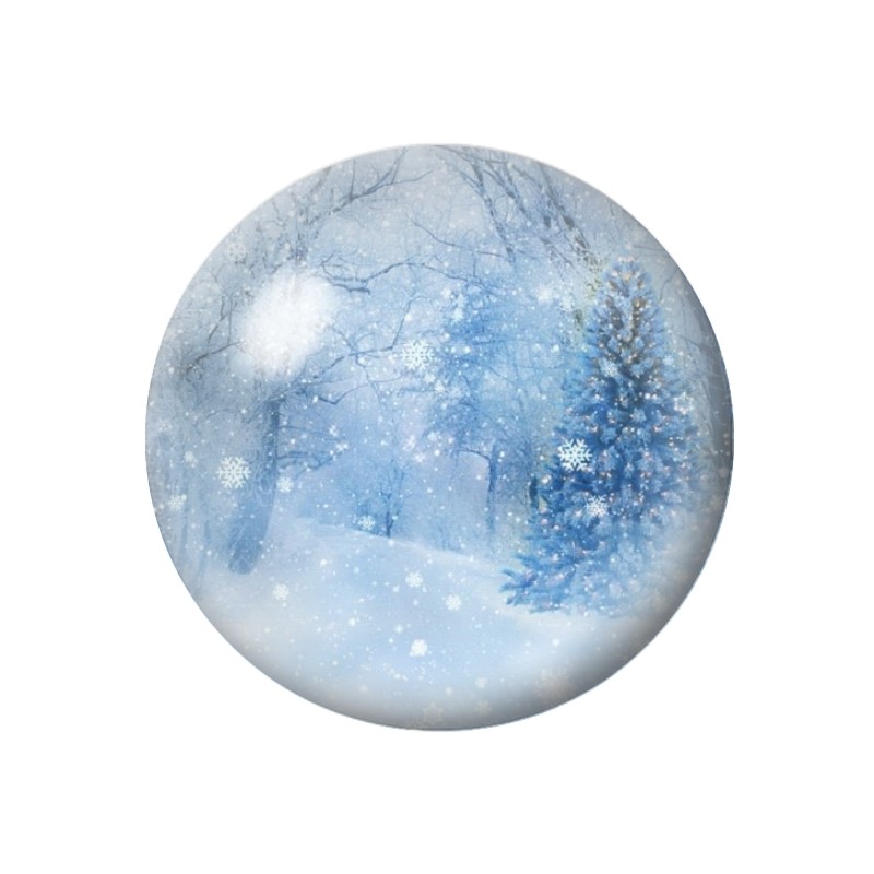 Cabochon en Verre Illustré Paysage d'Hiver Neige Noël 12 à 25mm