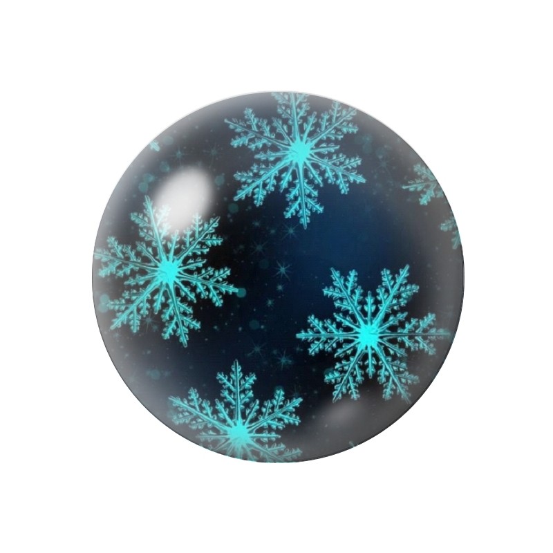 Cabochon en Verre Illustré Flocons de Neige Noël 12 à 25mm