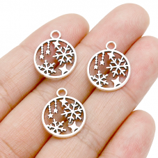 4 Breloques Flocon de Neige Noël Argenté 19x16mm