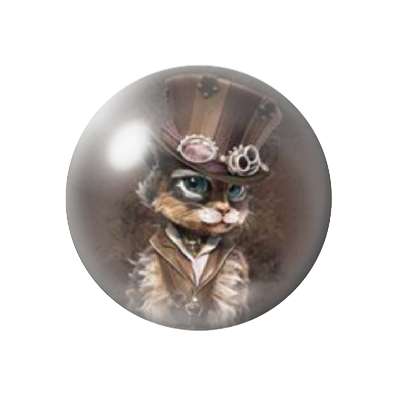 Cabochon en Verre Illustré Chat Costume d’Époque 12 ou 25mm