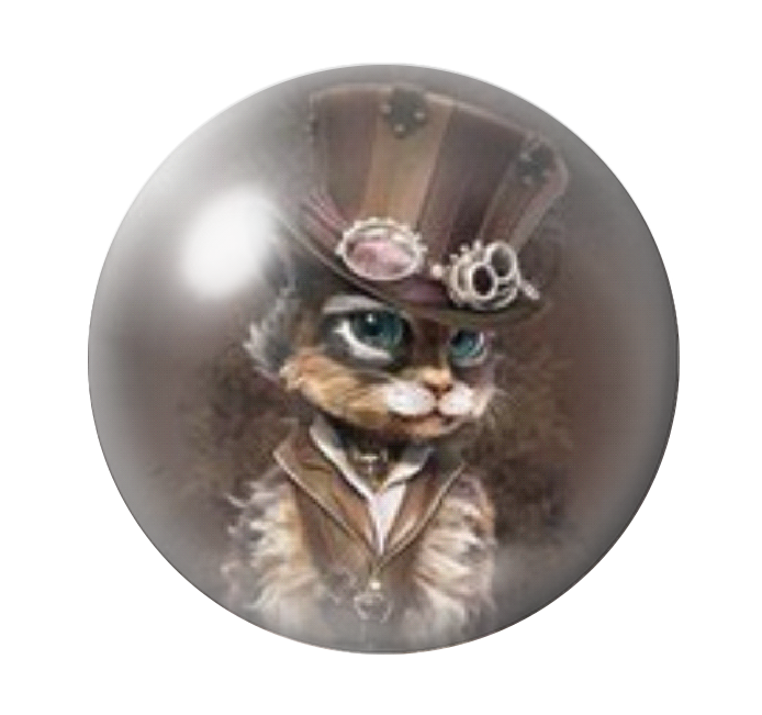 Cabochon en Verre Illustré Chat Costume d’Époque 12 ou 25mm