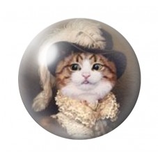Cabochon en Verre Illustré Chat Costume d’Époque 12 ou 25mm pour la Création de Bijoux Fantaisie - DIY