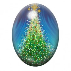Cabochon en Verre Illustré Sapin Lumineux sous l’Étoile Dorée 13x18, 18x25 ou 30x40mm pour la création de bijoux fantaisie - DIY