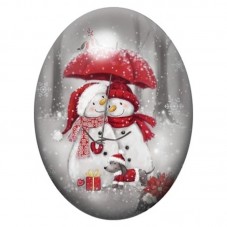 Cabochon en Verre Illustré Deux Bonhommes de Neige sous un Parapluie 13x18, 18x25 ou 30x40mm pour la création de bijoux fantaisi