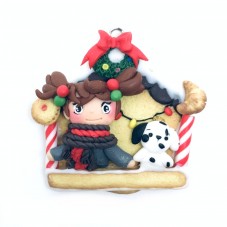 Breloque Grande Maison de Noël en Pâte Polymère Fimo 37X39mm pour la Création de Bijoux Fantaisie - DIY