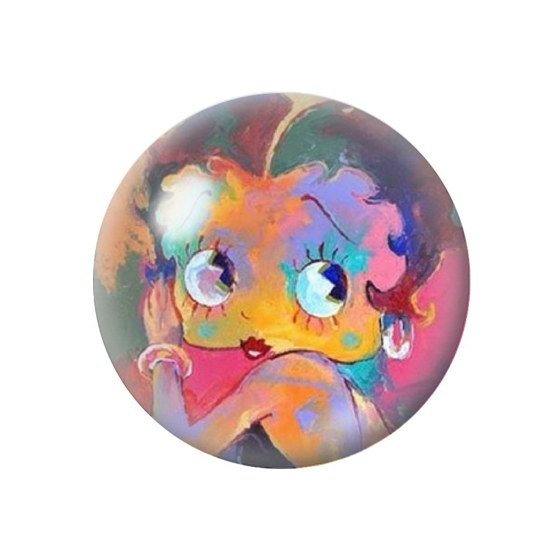 Cabochon en Verre Illustré Pin-up Betty Boop 12 à 25mm
