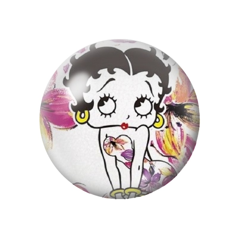 Cabochon en Verre Illustré Pin-up Betty Boop 12 à 25mm