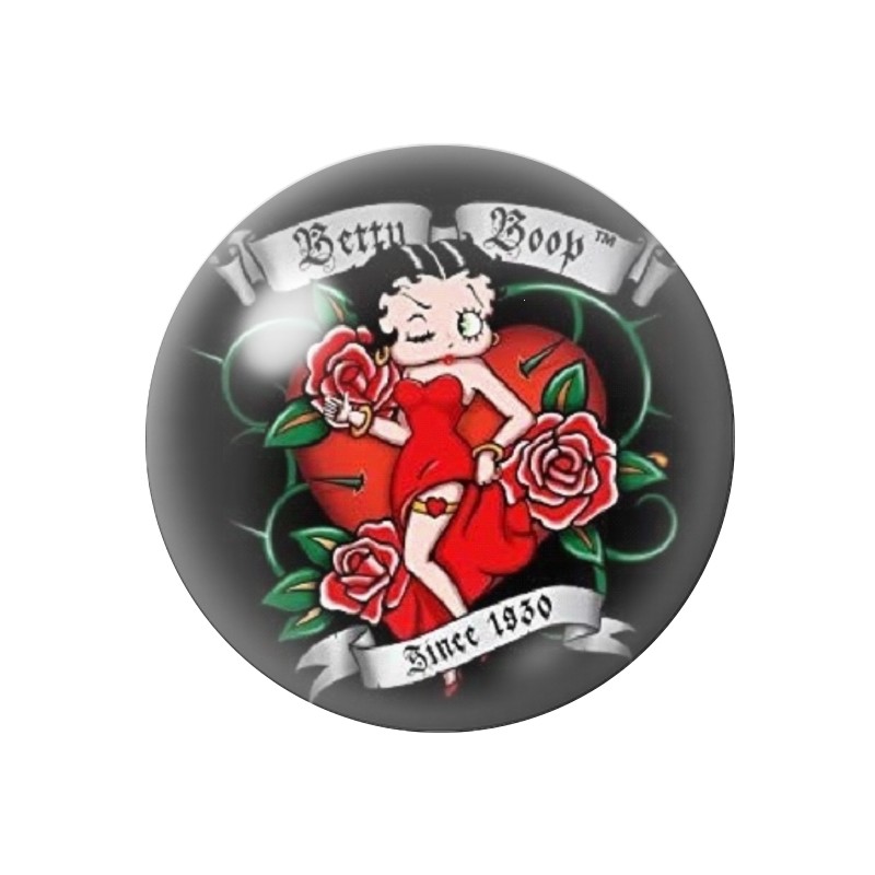 Cabochon en Verre Illustré Pin-up Betty Boop 12 à 25mm