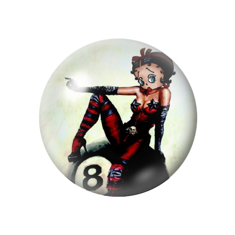 Cabochon en Verre Illustré Pin-up Betty Boop 12 à 25mm