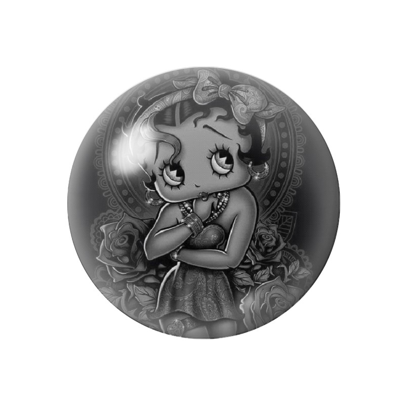 Cabochon en Verre Illustré Pin-up Betty Boop 12 à 25mm