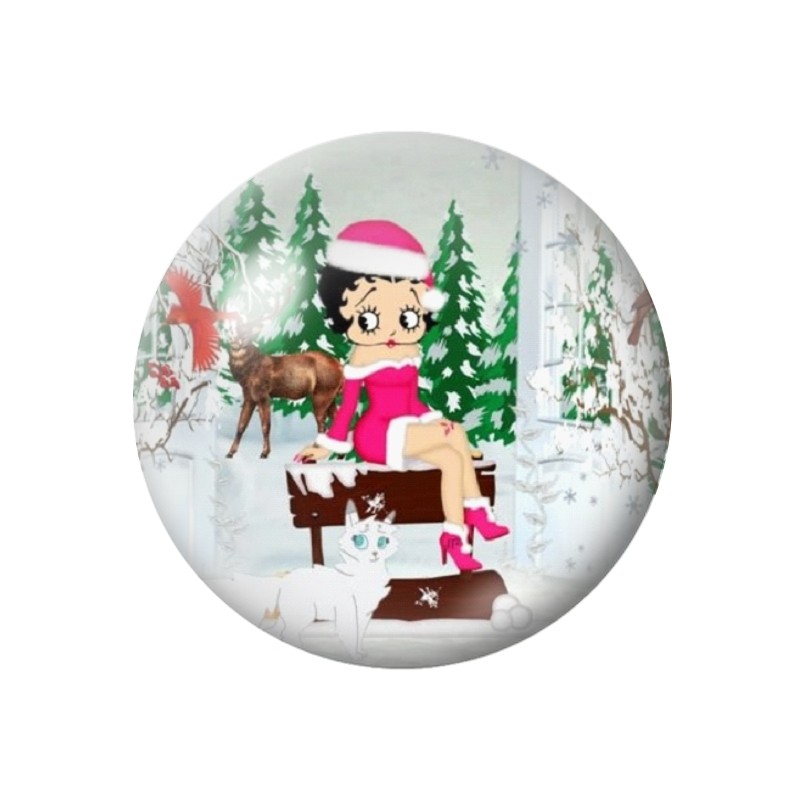 Cabochon en Verre Illustré Pin-up Betty Boop Noël 12 à 25mm