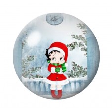 Cabochon en Verre Illustré Pin-up Betty Boop Noël 12 à 25mm pour la Création de Bijoux Fantaisie - DIY