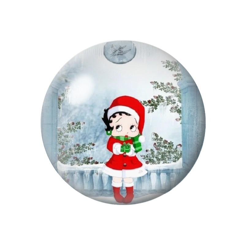 Cabochon en Verre Illustré Pin-up Betty Boop Noël 12 à 25mm