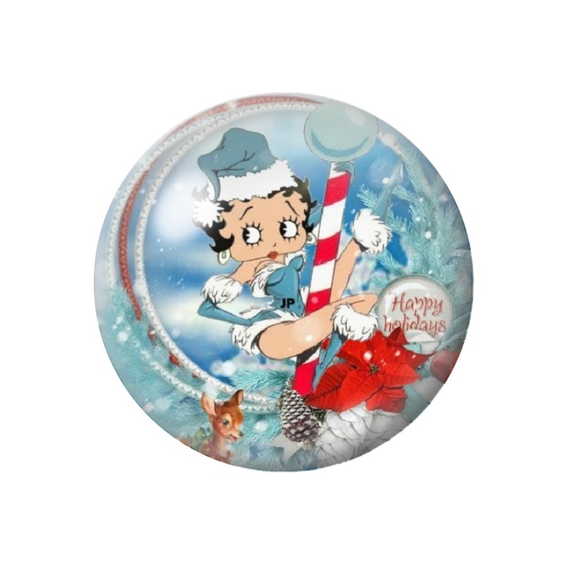 Cabochon en Verre Illustré Pin-up Betty Boop Noël 12 à 25mm
