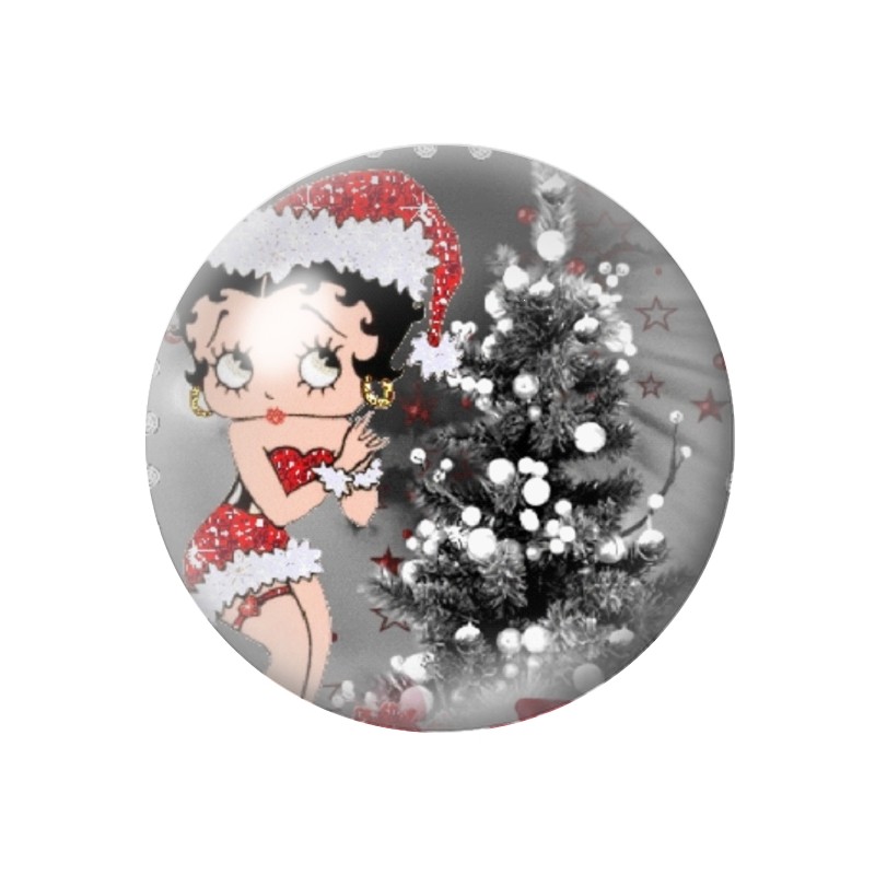 Cabochon en Verre Illustré Pin-up Betty Boop Noël 12 à 25mm