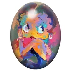 Cabochon en Verre Illustré Portrait Pop Art Coloré de Betty Boop 13x18, 18x25 ou 30x40mm pour la création de bijoux fantaisie - 