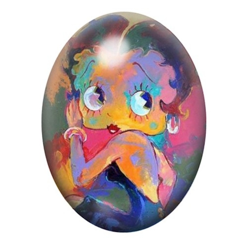 Cabochon en Verre Illustré Betty Boop 13x18, 18x25 ou 30x40mm
