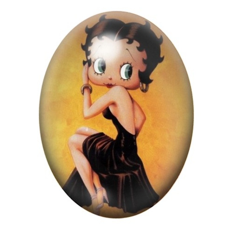 Cabochon en Verre Illustré Betty Boop 13x18, 18x25 ou 30x40mm