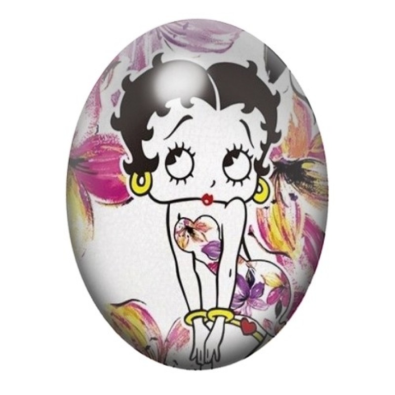 Cabochon en Verre Illustré Betty Boop 13x18, 18x25 ou 30x40mm