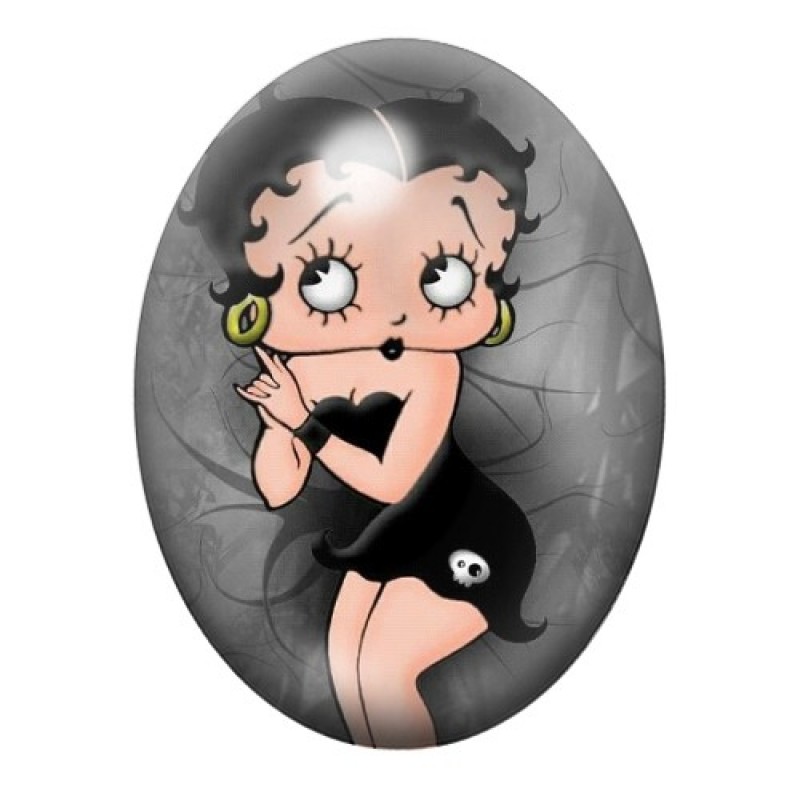 Cabochon en Verre Illustré Betty Boop Gothique 13x18, 18x25 ou 30x40mm