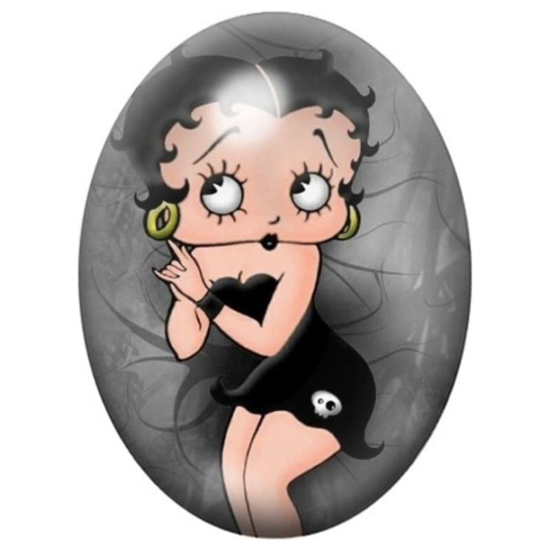 Cabochon en Verre Illustré Betty Boop Gothique à la Boule Huit 13x18, 18x25 ou 30x40mm