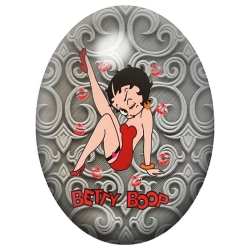 Cabochon en Verre Illustré Betty Boop Danseuse en Robe Rouge 13x18, 18x25 ou 30x40mm