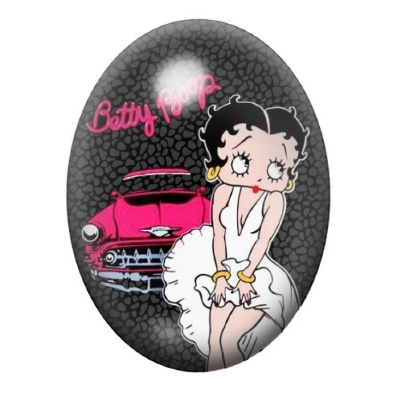 Cabochon en Verre Illustré Betty Boop 13x18, 18x25 ou 30x40mm