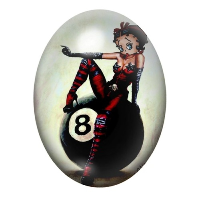 Cabochon en Verre Illustré Betty Boop 13x18, 18x25 ou 30x40mm