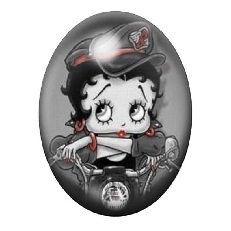 Cabochon en Verre Illustré Betty Boop 13x18, 18x25 ou 30x40mm