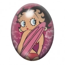 Cabochon en Verre Illustré Betty Boop avec sa Planche de Surf 13x18, 18x25 ou 30x40mm pour la création de bijoux fantaisie - DIY