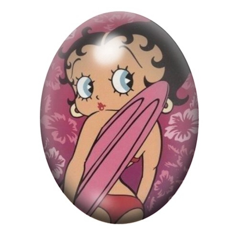 Cabochon en Verre Illustré Betty Boop 13x18, 18x25 ou 30x40mm