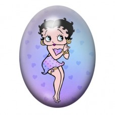Cabochon en Verre Illustré Betty Boop en Robe Violette à Cœurs 13x18, 18x25 ou 30x40mm pour la création de bijoux fantaisie - DI