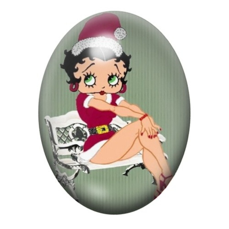 Cabochon en Verre Illustré Betty Boop Noël 13x18, 18x25 ou 30x40mm