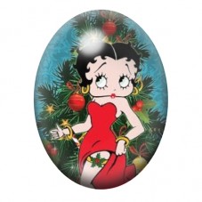 Cabochon en Verre Illustré Betty Boop Noël 13x18, 18x25 ou 30x40mm pour la Création de Bijoux Fantaisie - DIY