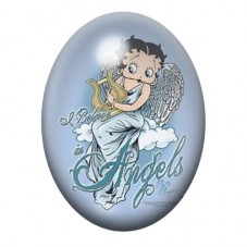 Cabochon en Verre Illustré Betty Boop Ange à la Harpe 13x18, 18x25 ou 30x40mm pour la création de bijoux fantaisie - DIY