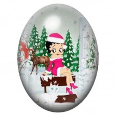 Cabochon en Verre Illustré Betty Boop avec le Renne de Noël 13x18, 18x25 ou 30x40mm pour la création de bijoux fantaisie - DIY