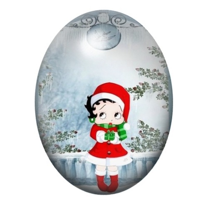 Cabochon en Verre Illustré Betty Boop Noël 13x18, 18x25 ou 30x40mm