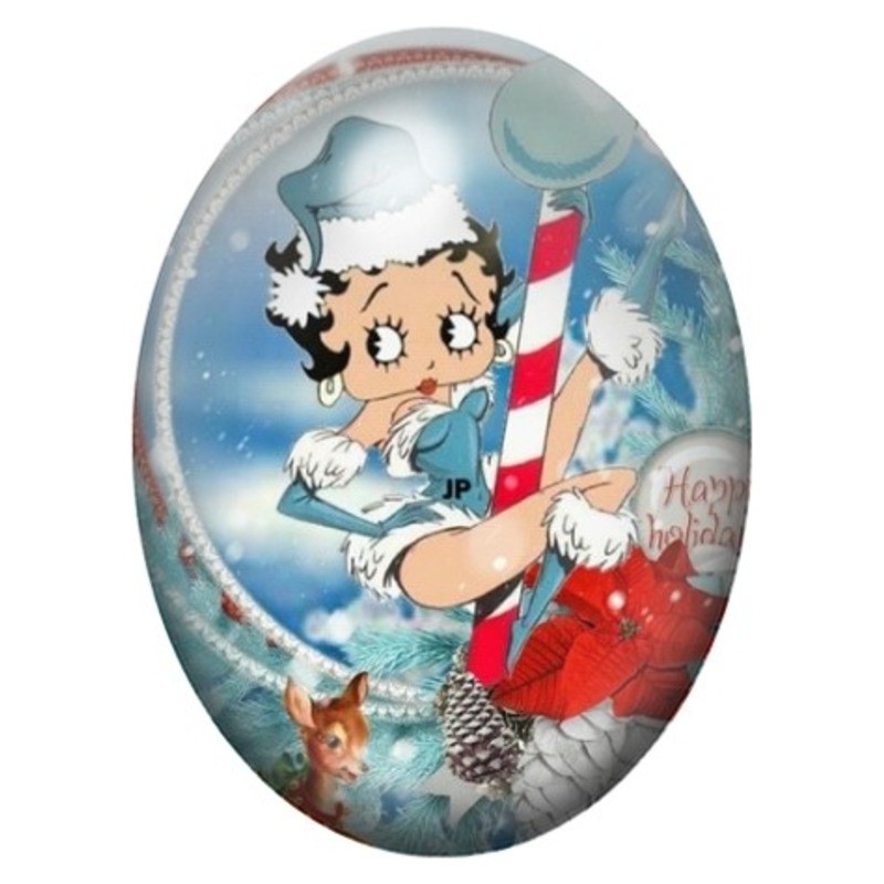 Cabochon en Verre Illustré Betty Boop au Pôle Nord 13x18, 18x25 ou 30x40mm