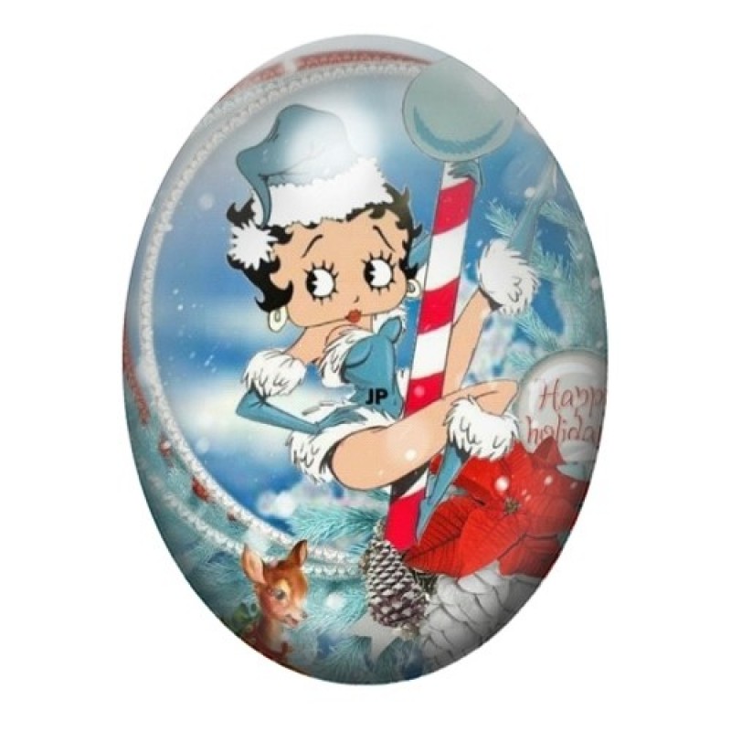 Cabochon en Verre Illustré Betty Boop Noël 13x18, 18x25 ou 30x40mm