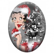 Cabochon en Verre Illustré Betty Boop en Robe de Noël Rouge 13x18, 18x25 ou 30x40mm pour la création de bijoux fantaisie - DIY