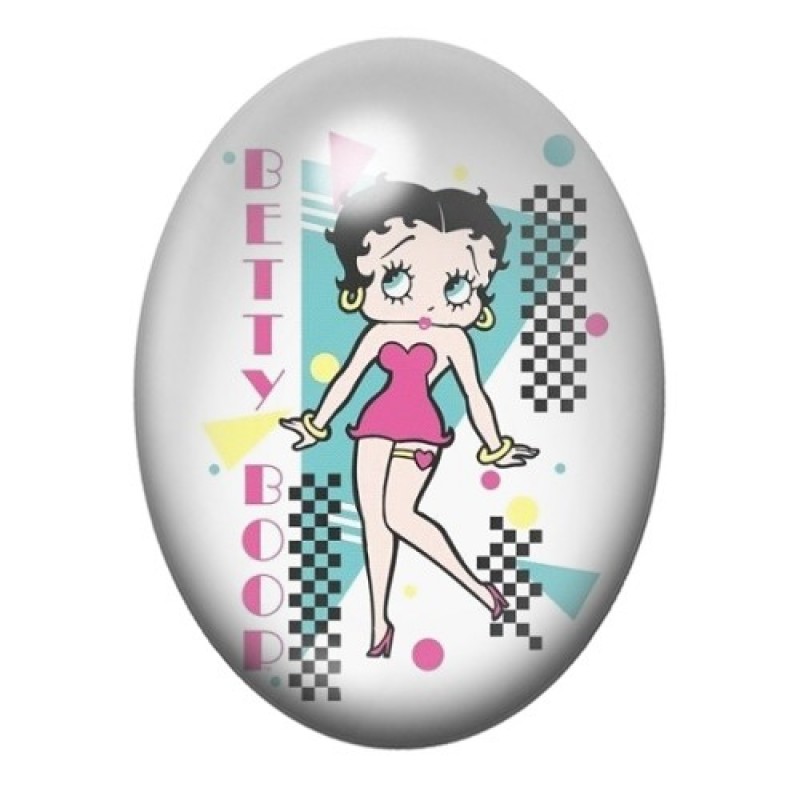 Cabochon en Verre Illustré Betty Boop 13x18, 18x25 ou 30x40mm