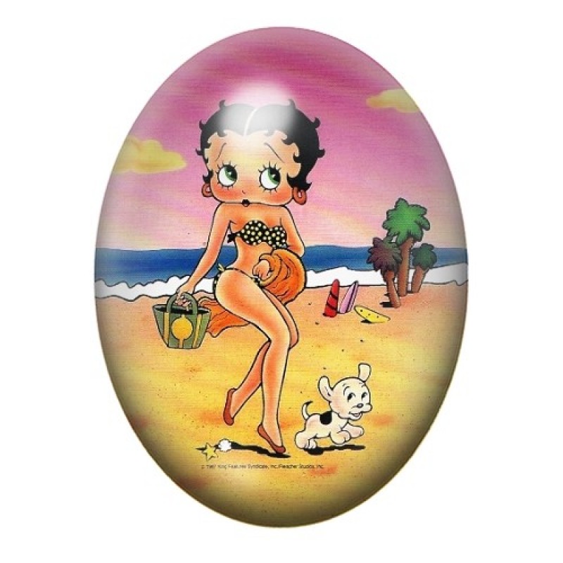 Cabochon en Verre Illustré Betty Boop 13x18, 18x25 ou 30x40mm