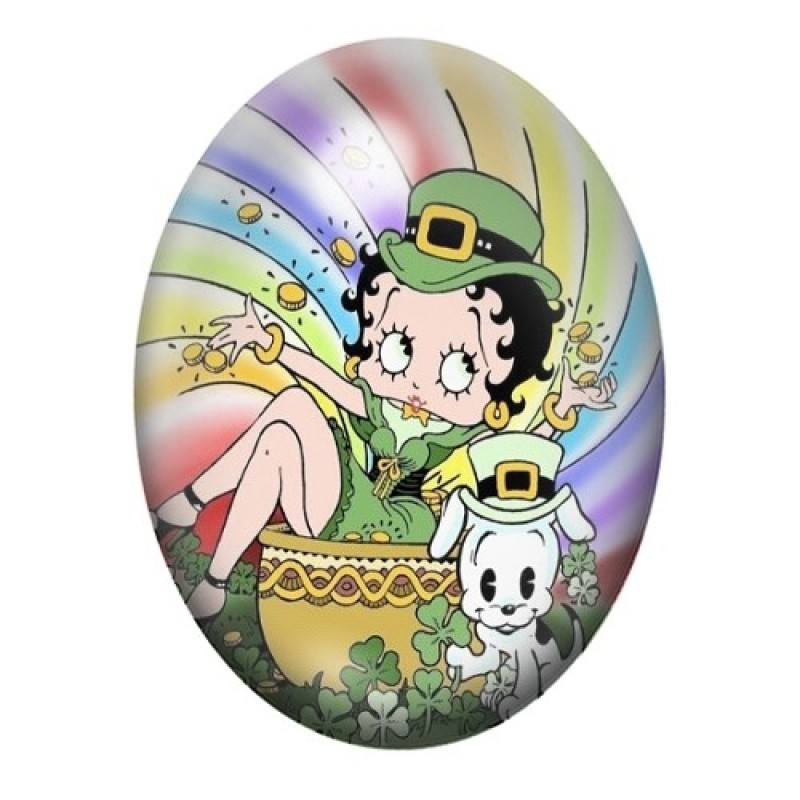 Cabochon en Verre Illustré Betty Boop 13x18, 18x25 ou 30x40mm